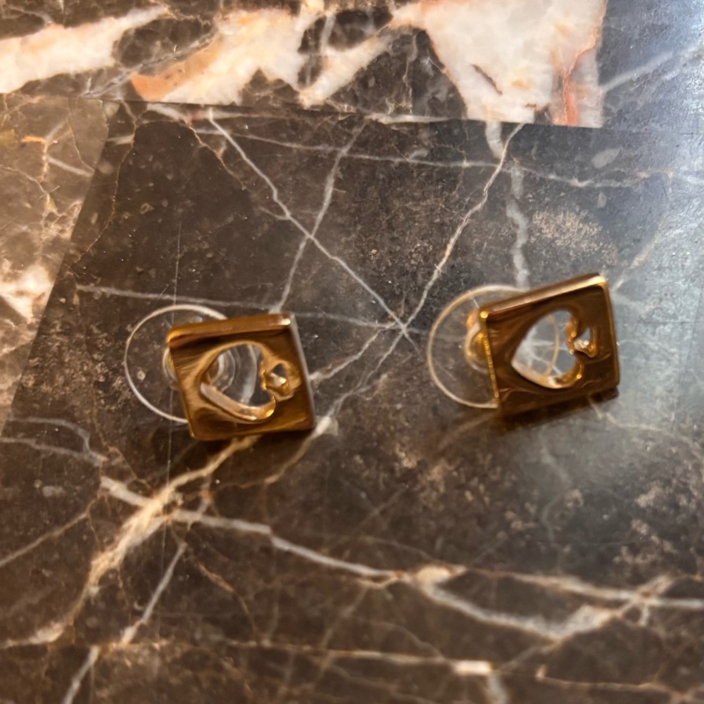 Gold Square Stud Earrings